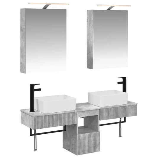 vidaXL Bathroom Cabinet Set 5 pcs Concrete Grey Engineered Wood 2