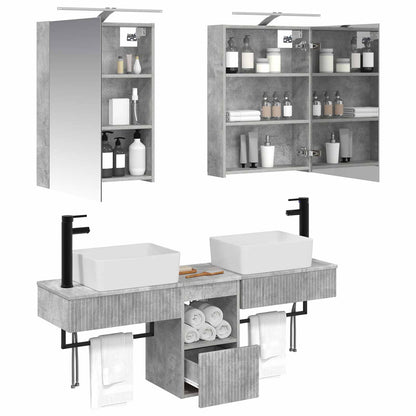 vidaXL Bathroom Cabinet Set 5 pcs Concrete Grey Engineered Wood 3