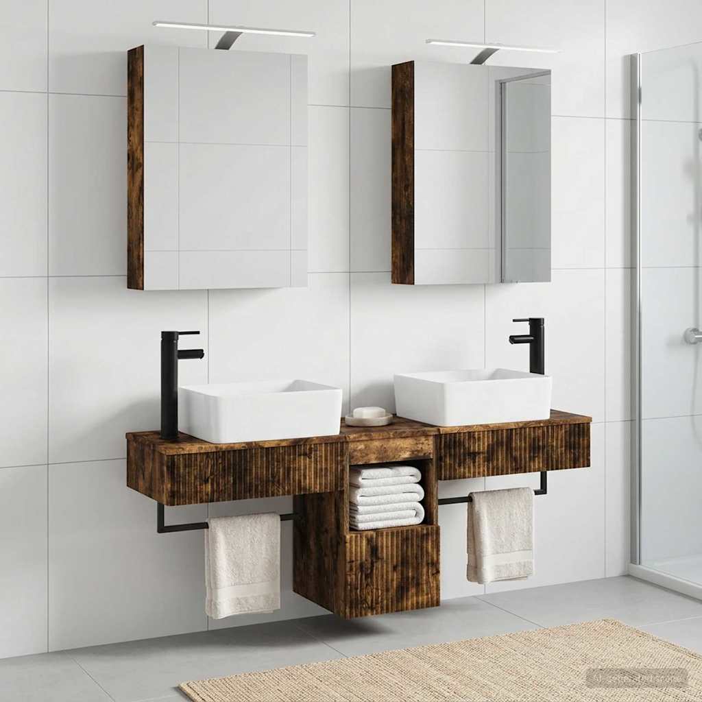 vidaXL Bathroom Cabinet Set 5 pcs Smoked Oak Engineered Wood 4