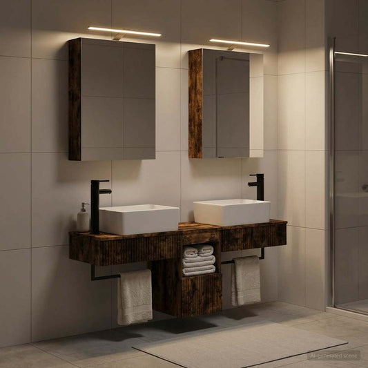 vidaXL Bathroom Cabinet Set 5 pcs Smoked Oak Engineered Wood 1