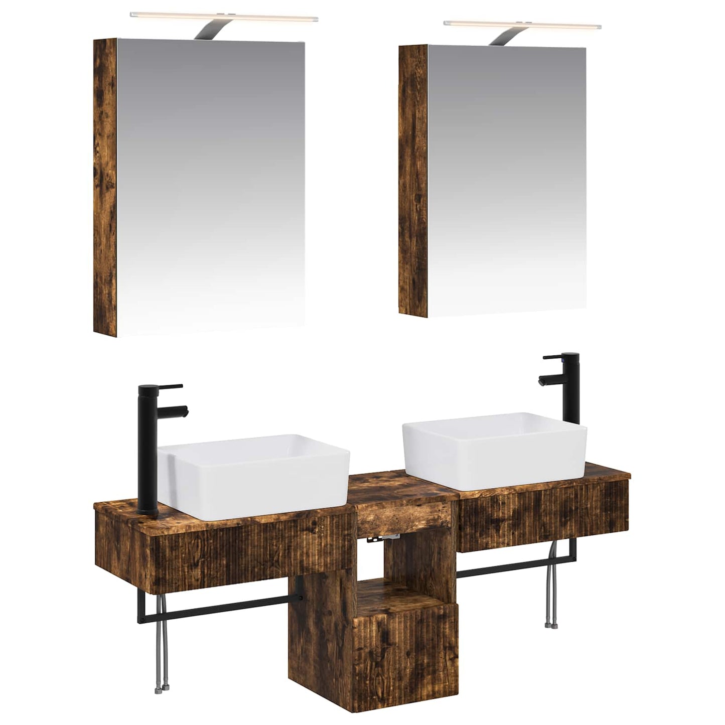 vidaXL Bathroom Cabinet Set 5 pcs Smoked Oak Engineered Wood 2