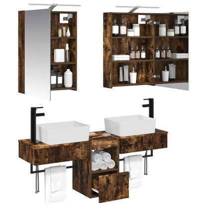 vidaXL Bathroom Cabinet Set 5 pcs Smoked Oak Engineered Wood 3