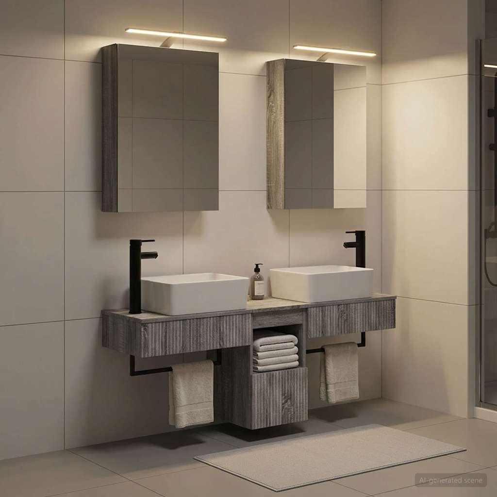 vidaXL Bathroom Cabinet Set 5 pcs Grey Sonoma Engineered Wood 1