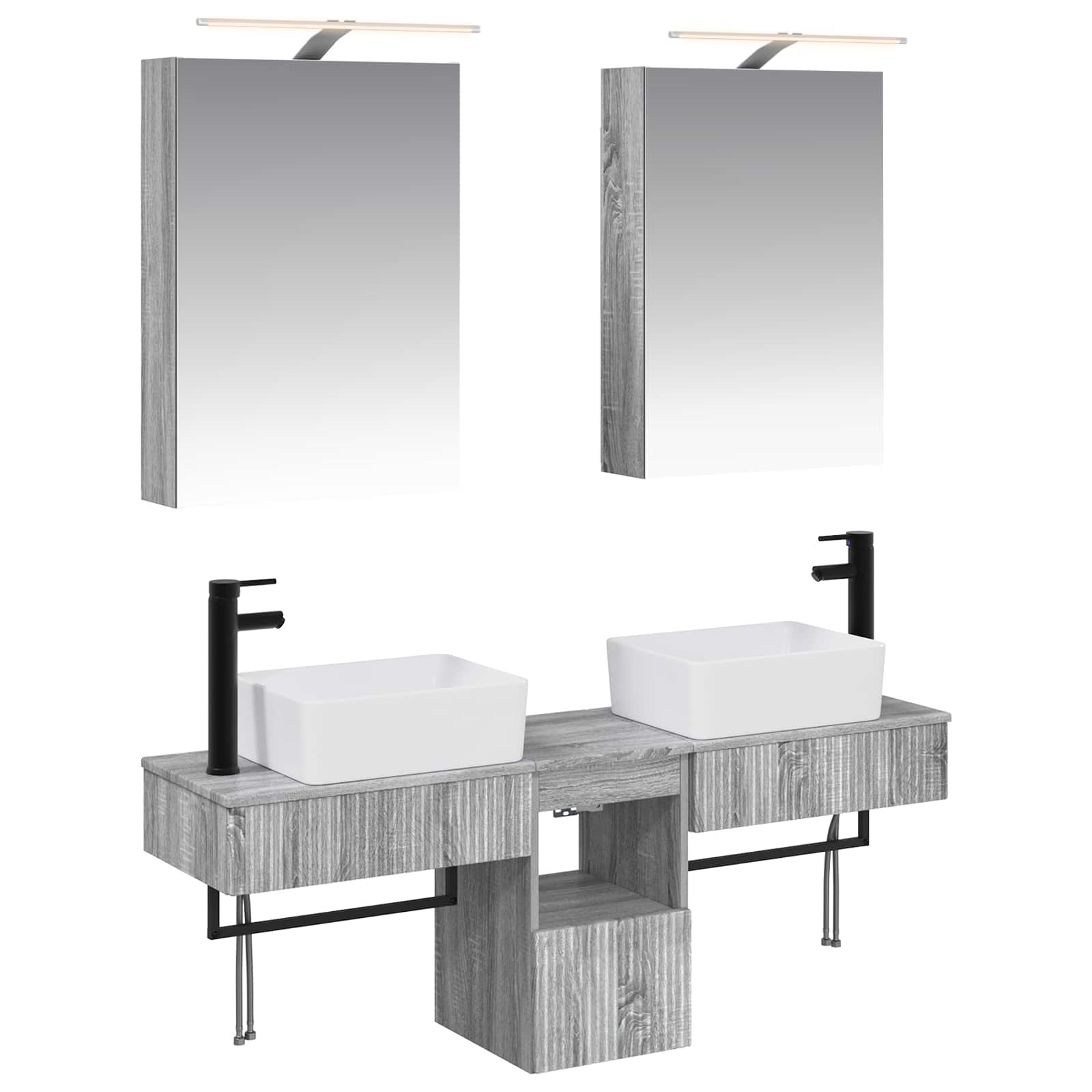 vidaXL Bathroom Cabinet Set 5 pcs Grey Sonoma Engineered Wood 2