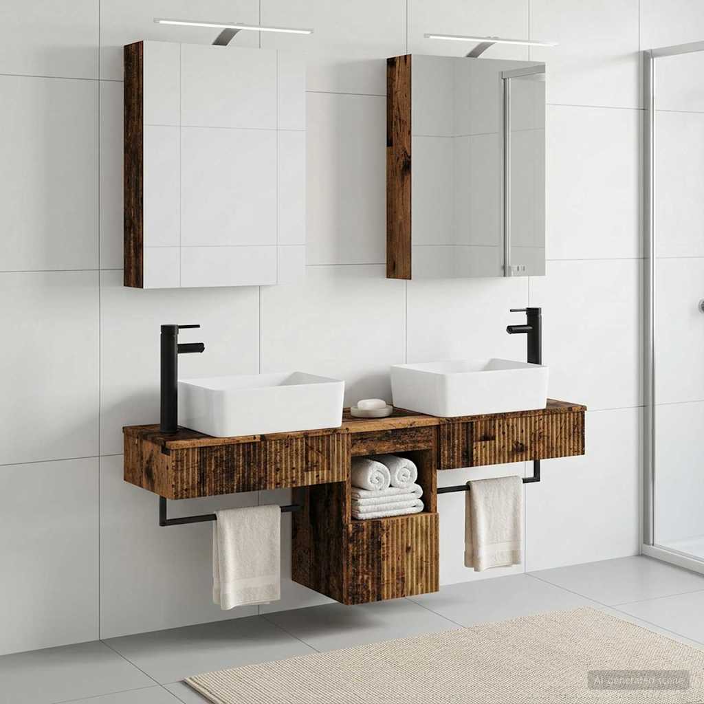 vidaXL Bathroom Cabinet Set 5 pcs Old Wood Engineered Wood 4