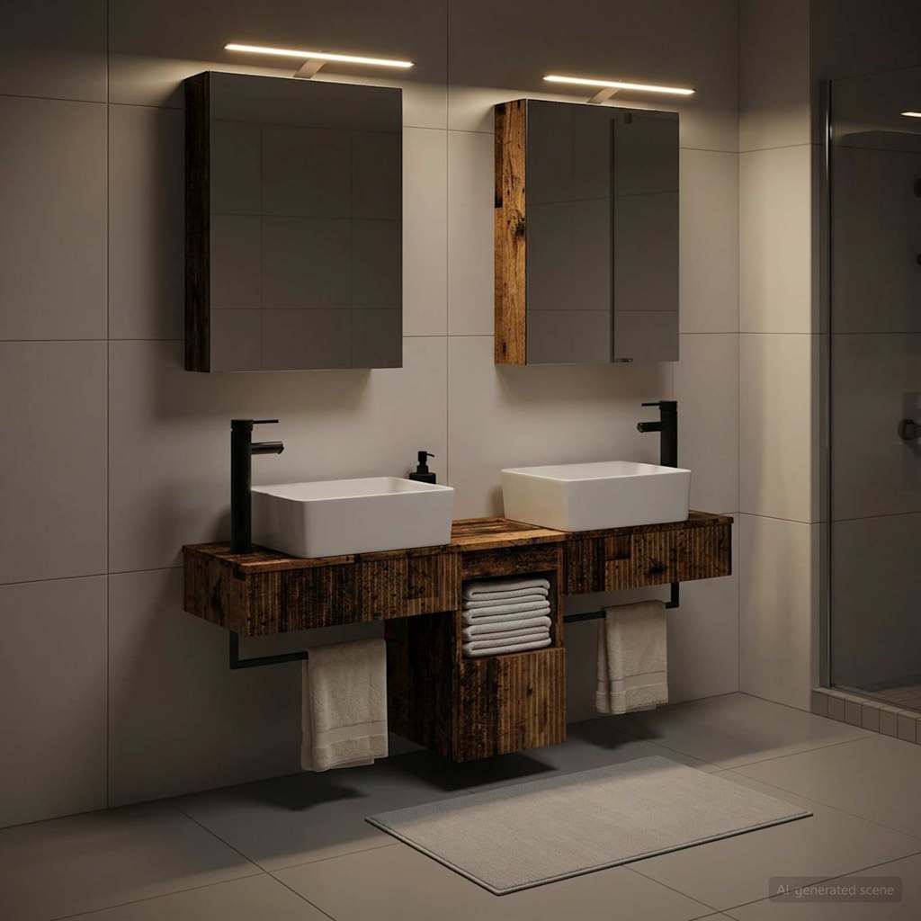 vidaXL Bathroom Cabinet Set 5 pcs Old Wood Engineered Wood 1