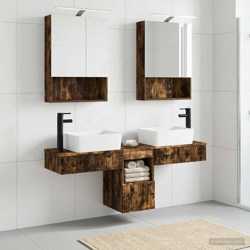 vidaXL Bathroom Cabinet Set 5 pcs Smoked Oak Engineered Wood 1