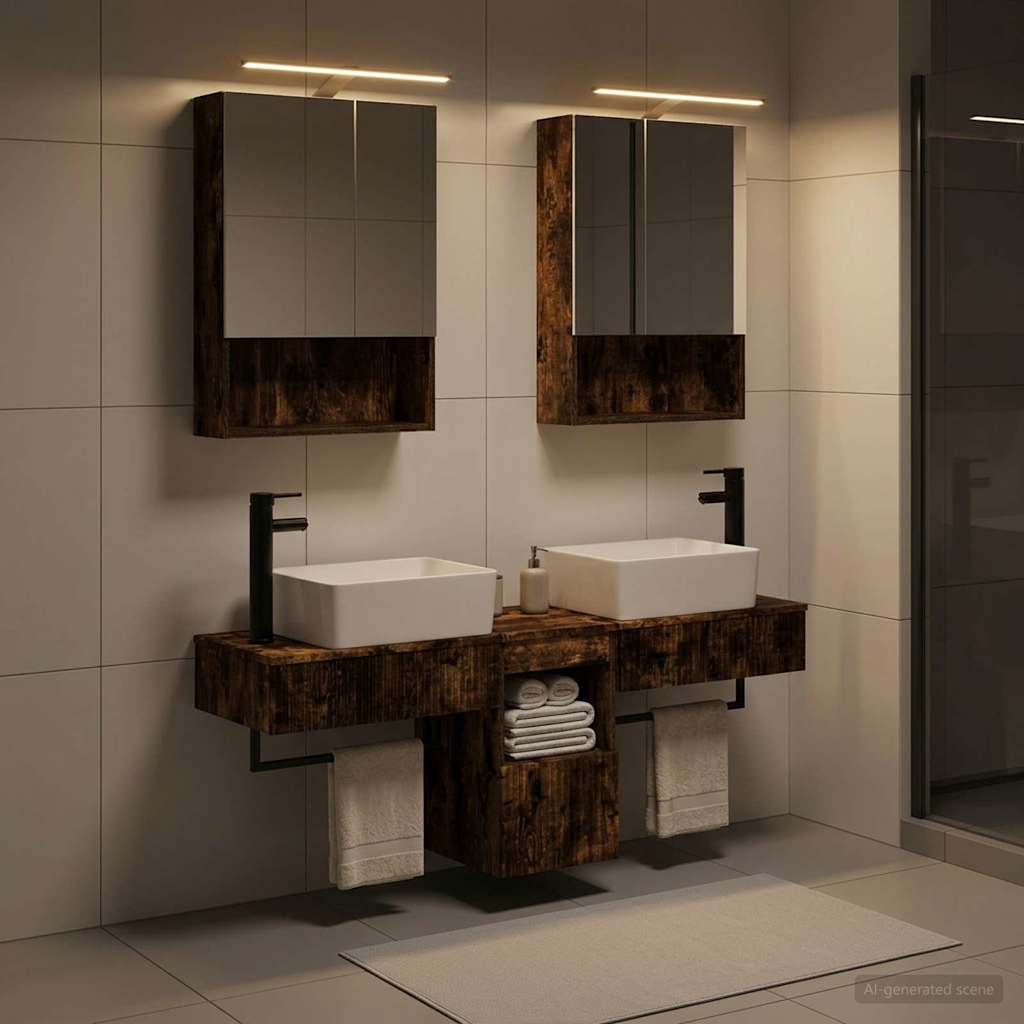 vidaXL Bathroom Cabinet Set 5 pcs Smoked Oak Engineered Wood 4