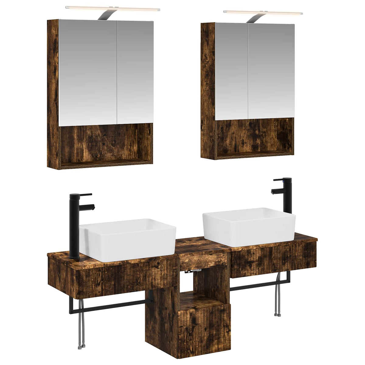 vidaXL Bathroom Cabinet Set 5 pcs Smoked Oak Engineered Wood 2