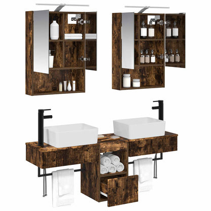 vidaXL Bathroom Cabinet Set 5 pcs Smoked Oak Engineered Wood 3
