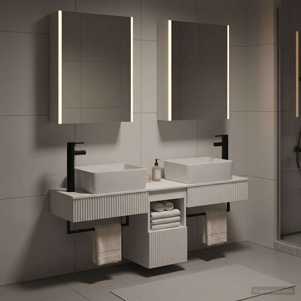 vidaXL Bathroom Cabinet Set 5 pcs White Engineered Wood 4