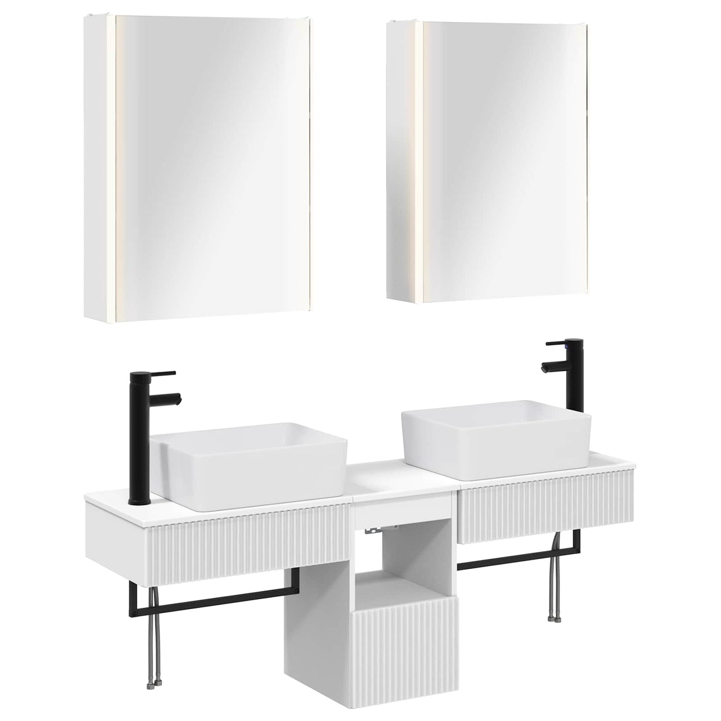 vidaXL Bathroom Cabinet Set 5 pcs White Engineered Wood 2