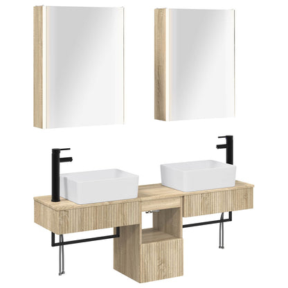 vidaXL Bathroom Cabinet Set 5 pcs Sonoma Oak Engineered Wood 2