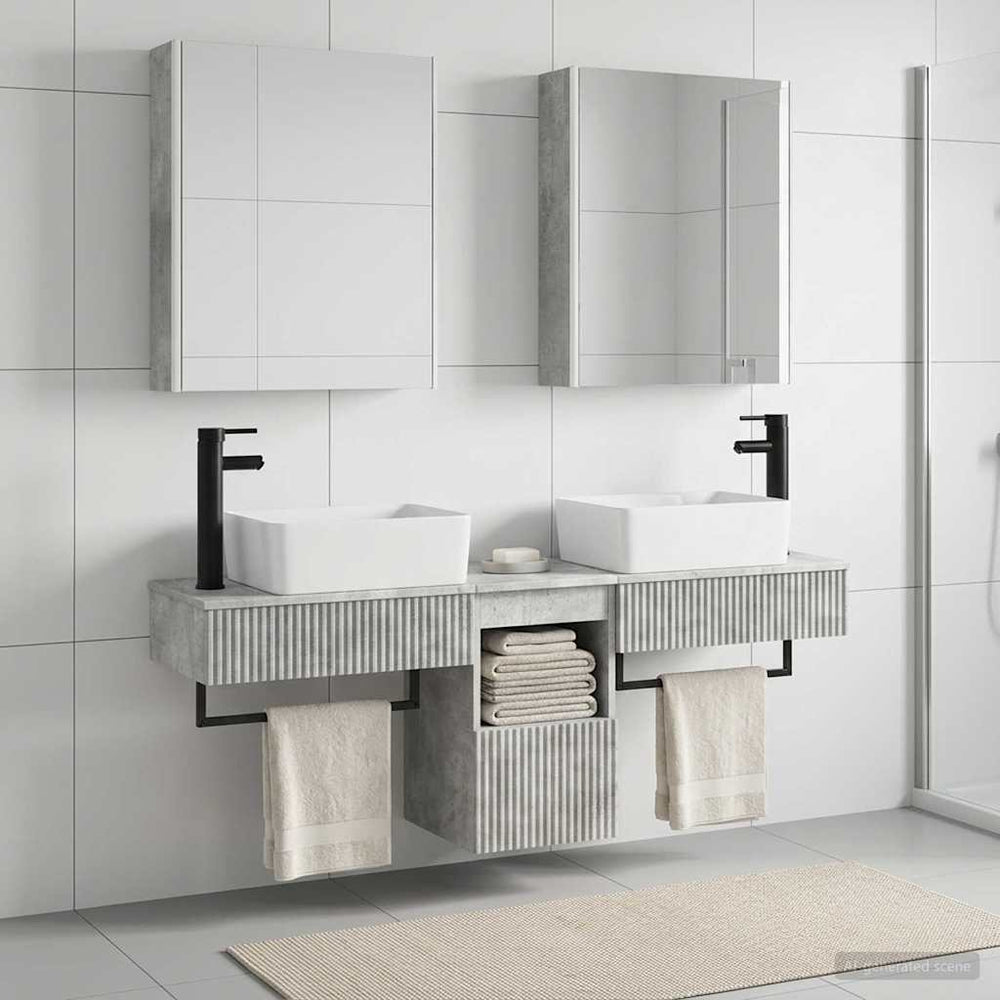 vidaXL Bathroom Cabinet Set 5 pcs Concrete Grey Engineered Wood