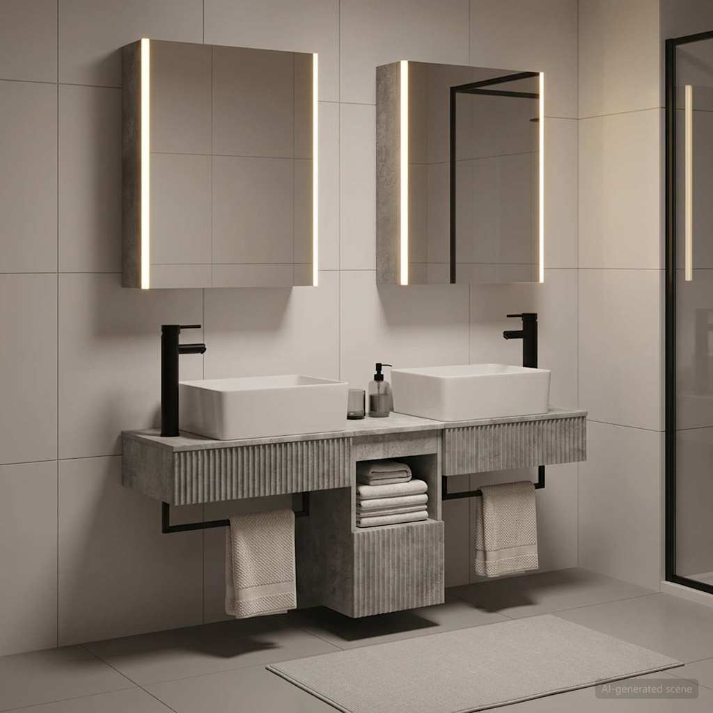 vidaXL Bathroom Cabinet Set 5 pcs Concrete Grey Engineered Wood 4