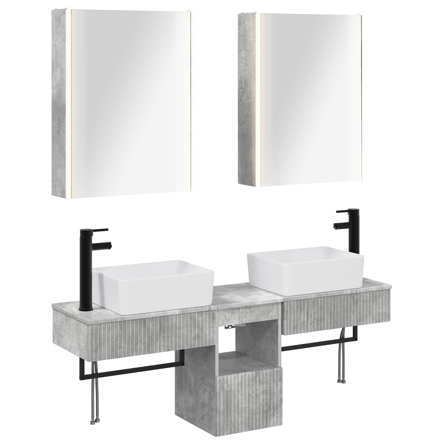 vidaXL Bathroom Cabinet Set 5 pcs Concrete Grey Engineered Wood 2