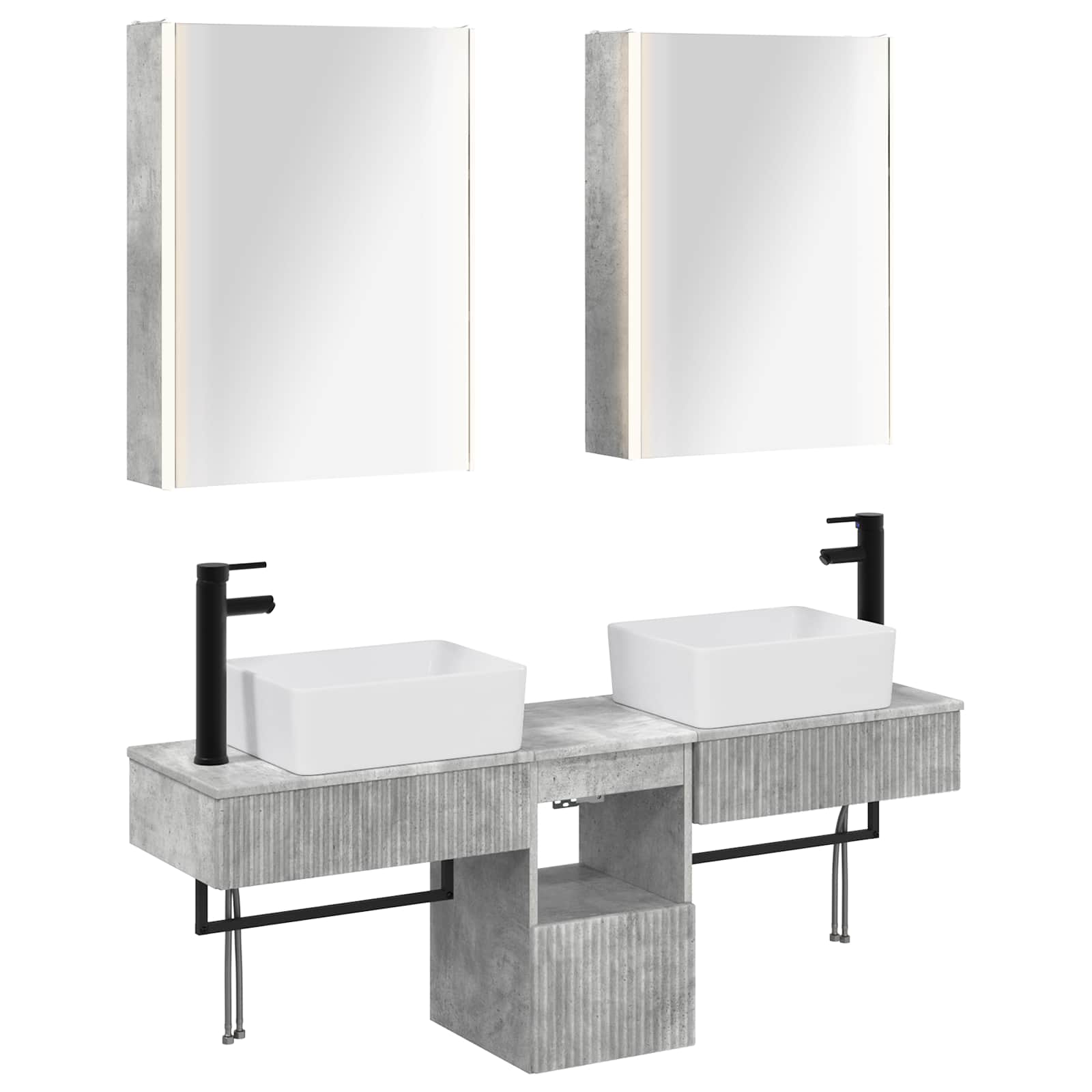 vidaXL Bathroom Cabinet Set 5 pcs Concrete Grey Engineered Wood 2