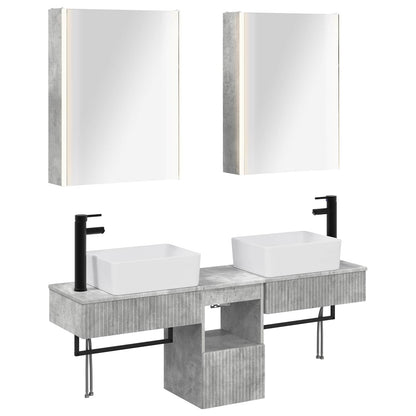 vidaXL Bathroom Cabinet Set 5 pcs Concrete Grey Engineered Wood 2