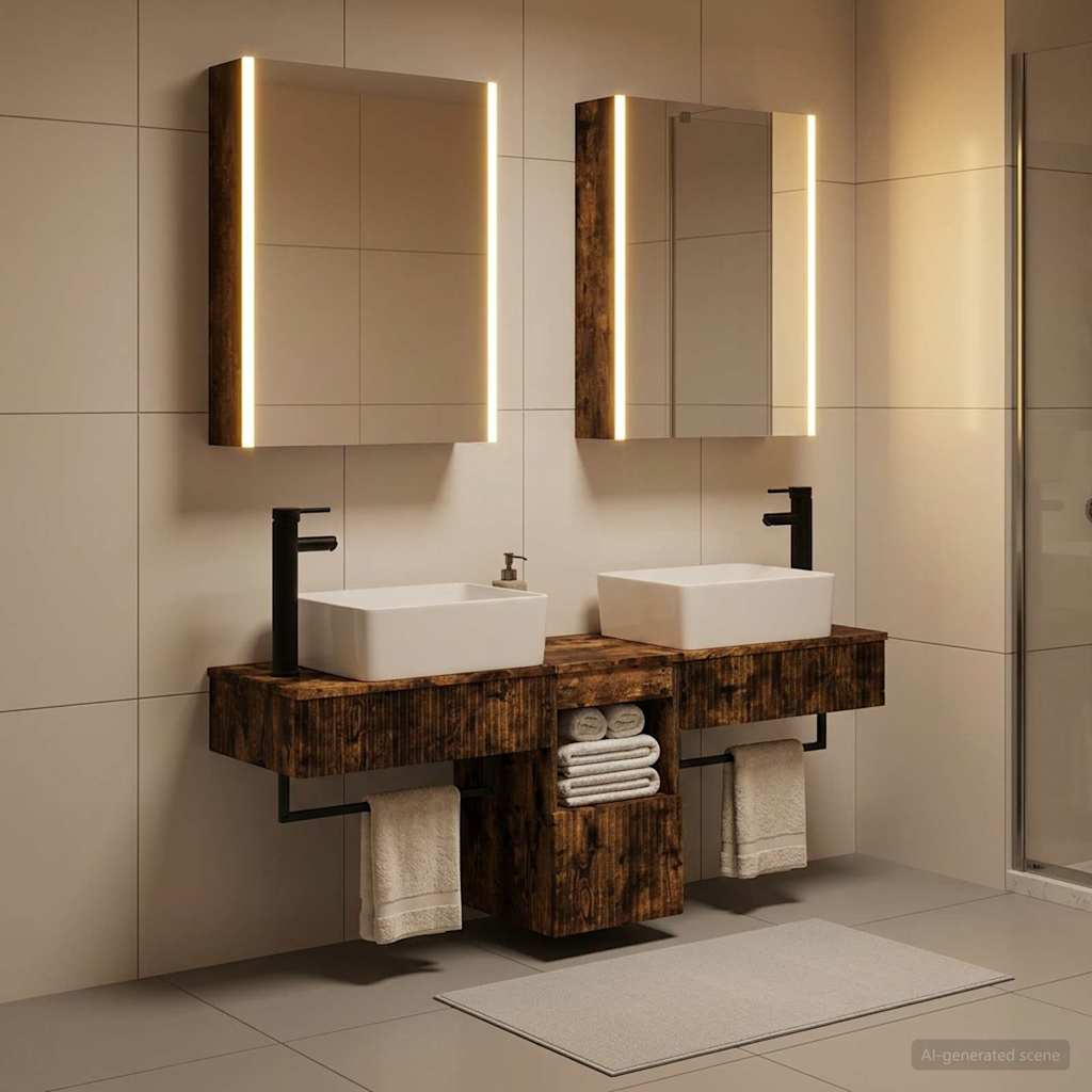 vidaXL Bathroom Cabinet Set 5 pcs Smoked Oak Engineered Wood 4