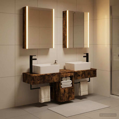 vidaXL Bathroom Cabinet Set 5 pcs Smoked Oak Engineered Wood 4