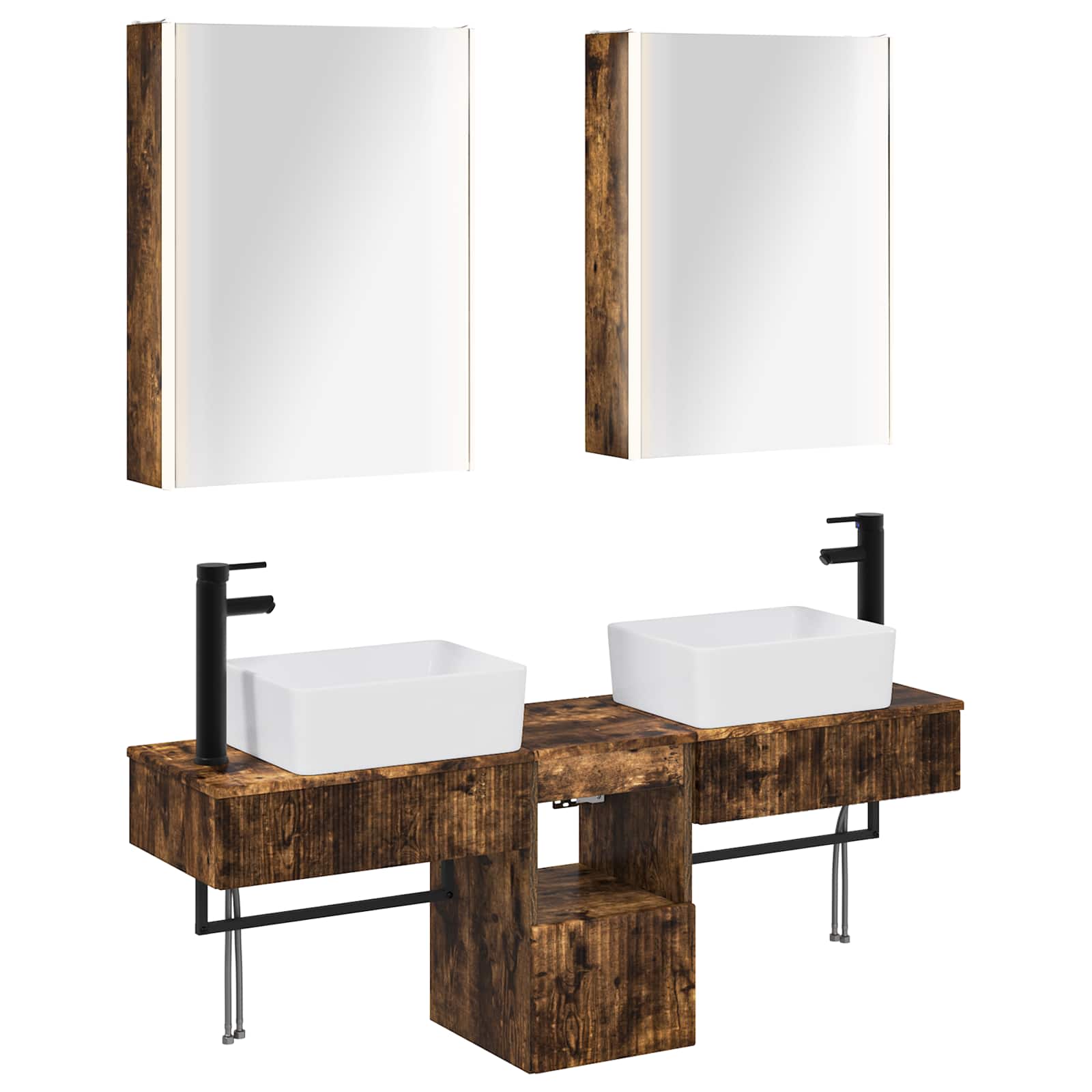 vidaXL Bathroom Cabinet Set 5 pcs Smoked Oak Engineered Wood 2