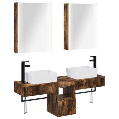 vidaXL Bathroom Cabinet Set 5 pcs Smoked Oak Engineered Wood 2