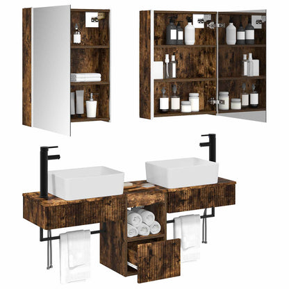 vidaXL Bathroom Cabinet Set 5 pcs Smoked Oak Engineered Wood 3