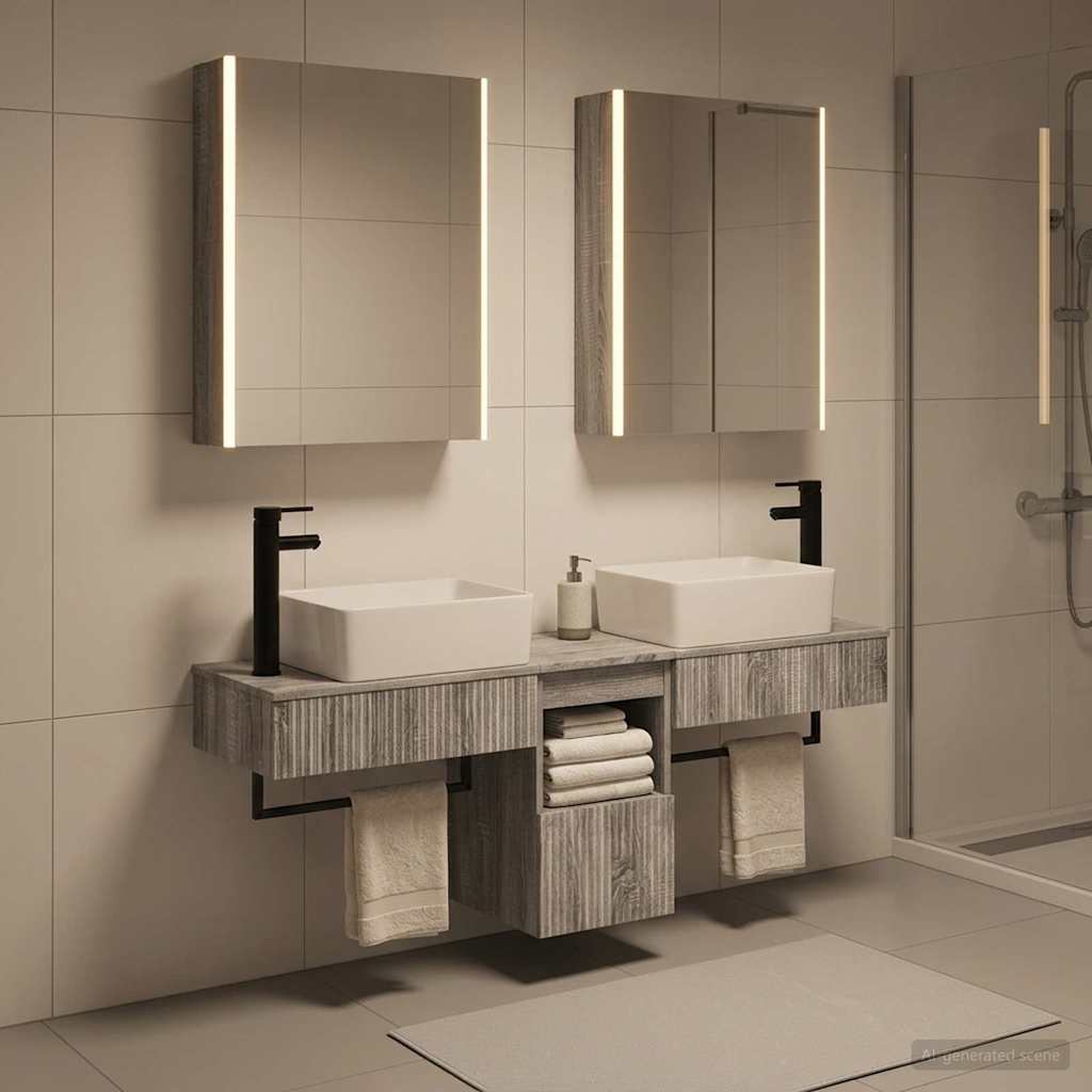 Bathroom Cabinet Set 5 pcs 53 x 15.5 x 70 cm Grey Sonoma