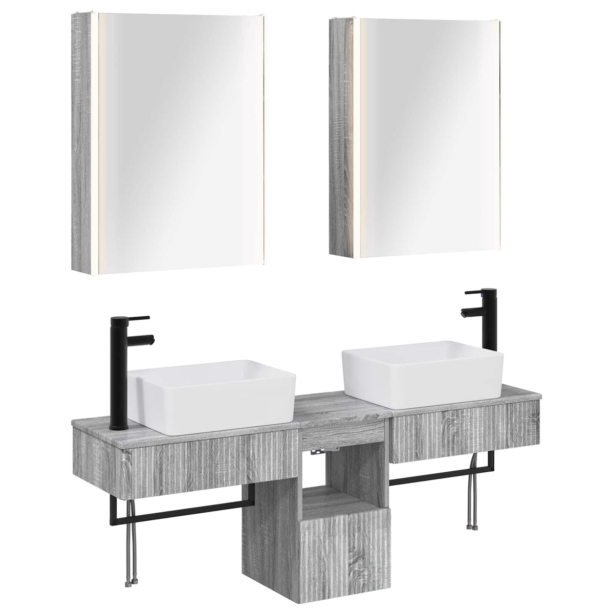 Bathroom Cabinet Set 5 pcs 53 x 15.5 x 70 cm Grey Sonoma
