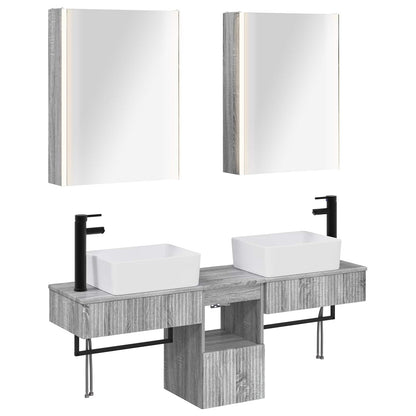 Bathroom Cabinet Set 5 pcs 53 x 15.5 x 70 cm Grey Sonoma