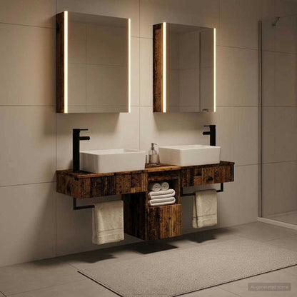 vidaXL Bathroom Cabinet Set 5 pcs Old Wood Engineered Wood 4
