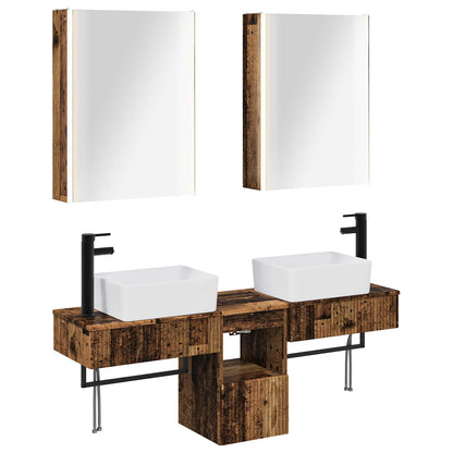 vidaXL Bathroom Cabinet Set 5 pcs Old Wood Engineered Wood 2