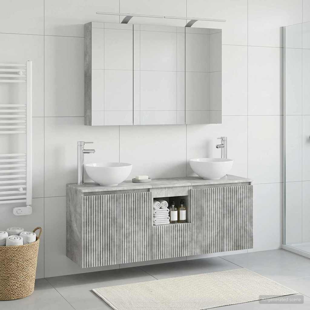 vidaXL Bathroom Cabinet Set 4 pcs Concrete Grey Engineered Wood 1