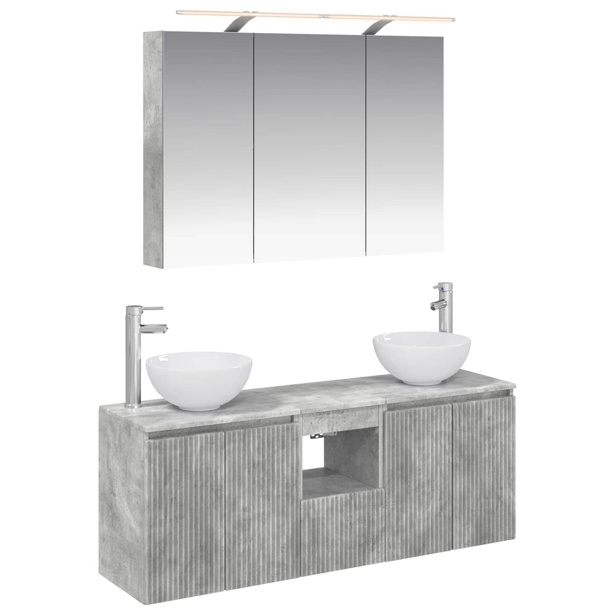 vidaXL Bathroom Cabinet Set 4 pcs Concrete Grey Engineered Wood 2