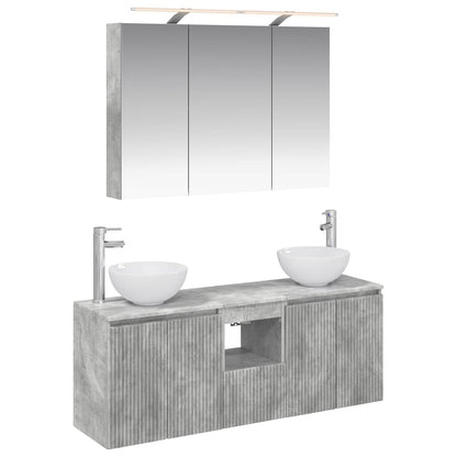 vidaXL Bathroom Cabinet Set 4 pcs Concrete Grey Engineered Wood 2
