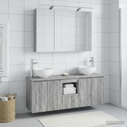 vidaXL Bathroom Cabinet Set 4 pcs Grey Sonoma Engineered Wood 4