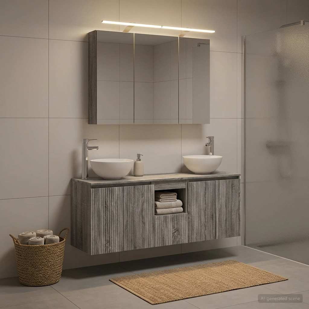 vidaXL Bathroom Cabinet Set 4 pcs Grey Sonoma Engineered Wood 1