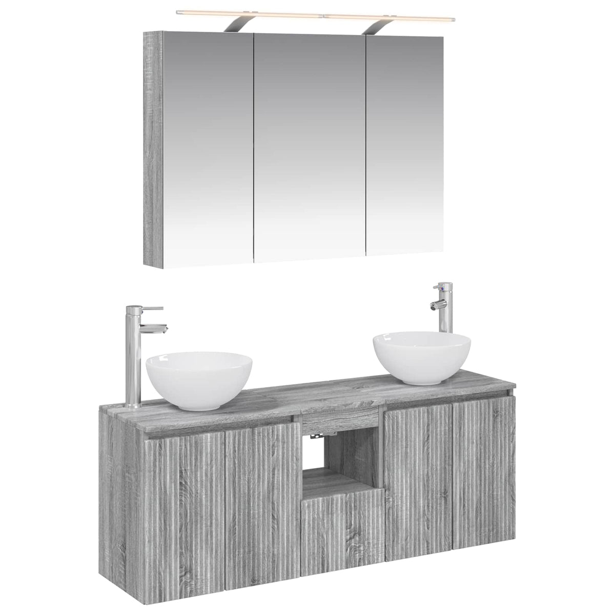 vidaXL Bathroom Cabinet Set 4 pcs Grey Sonoma Engineered Wood 2