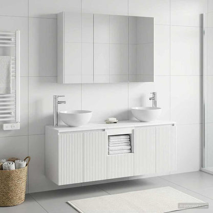 vidaXL Bathroom Cabinet Set 4 pcs White Engineered Wood 4