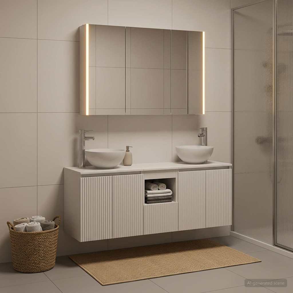 vidaXL Bathroom Cabinet Set 4 pcs White Engineered Wood 1