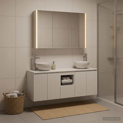 vidaXL Bathroom Cabinet Set 4 pcs White Engineered Wood 1