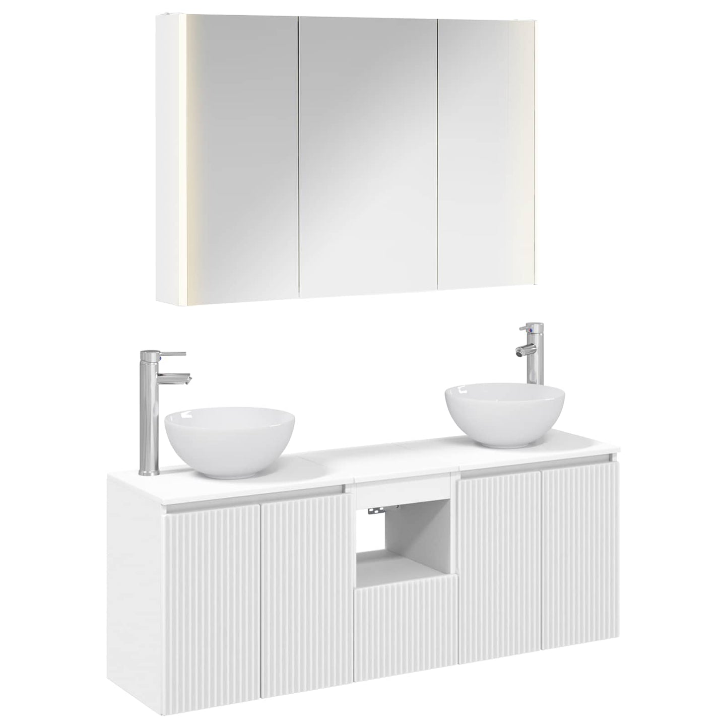 vidaXL Bathroom Cabinet Set 4 pcs White Engineered Wood 2
