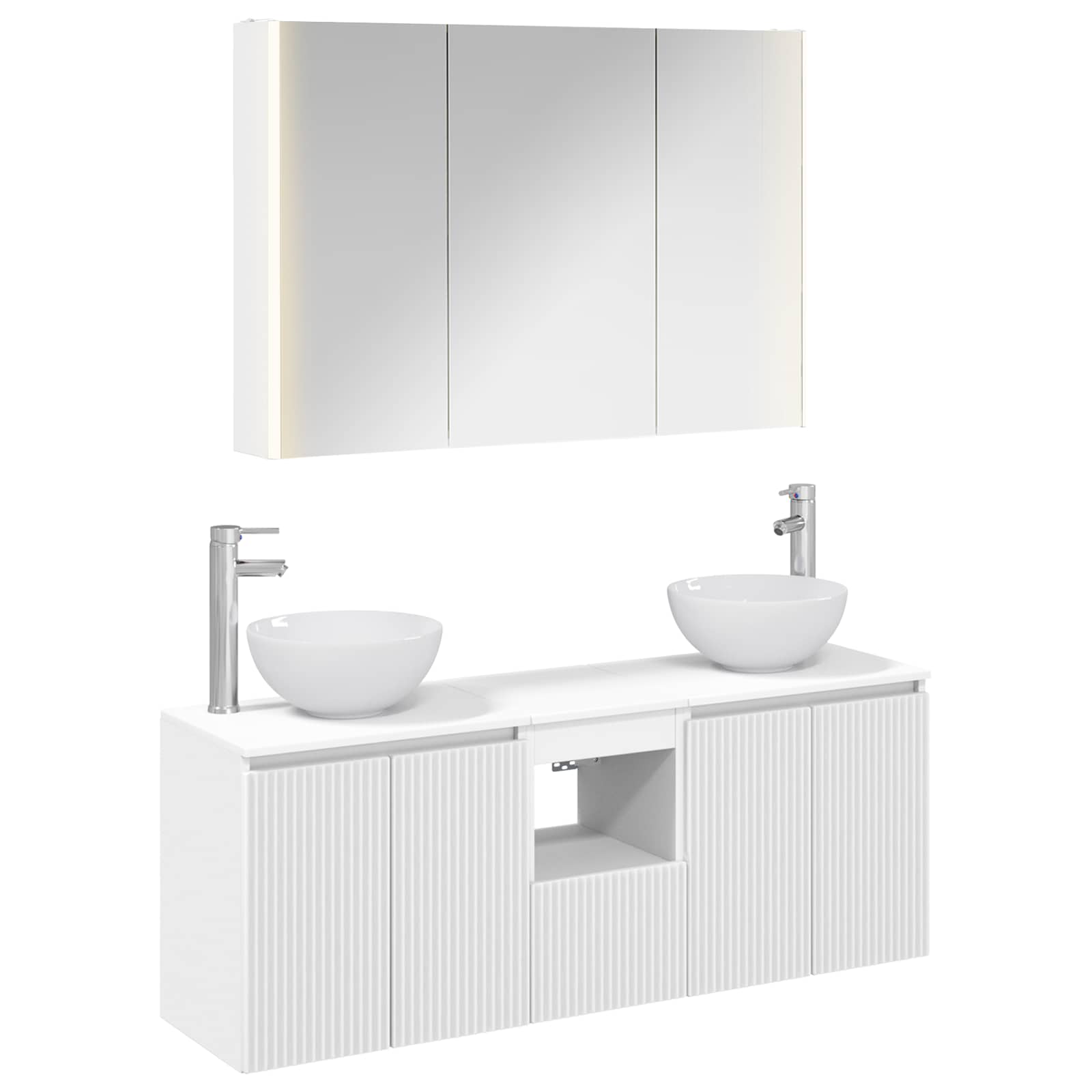 vidaXL Bathroom Cabinet Set 4 pcs White Engineered Wood 2