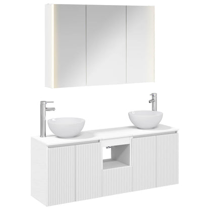 vidaXL Bathroom Cabinet Set 4 pcs White Engineered Wood 2