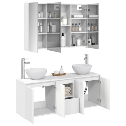 vidaXL Bathroom Cabinet Set 4 pcs White Engineered Wood 3