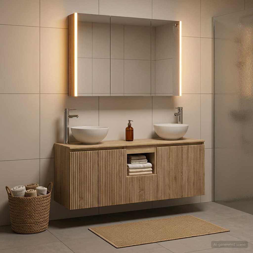 vidaXL Bathroom Cabinet Set 4 pcs Sonoma Oak Engineered Wood 4