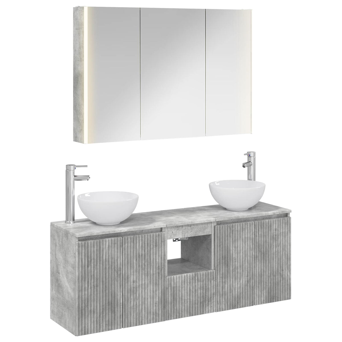 Bathroom Cabinet Set 4 pcs 103.5 x 15.5 x 70 cm Concrete grey
