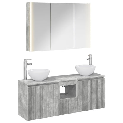 Bathroom Cabinet Set 4 pcs 103.5 x 15.5 x 70 cm Concrete grey