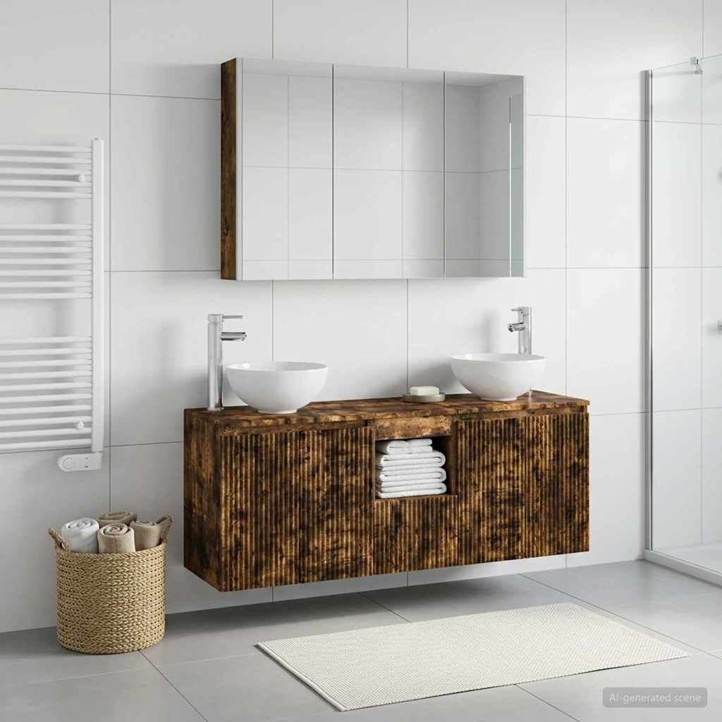 vidaXL Bathroom Cabinet Set 4 pcs Smoked Oak Engineered Wood 1