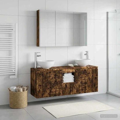 vidaXL Bathroom Cabinet Set 4 pcs Smoked Oak Engineered Wood 1